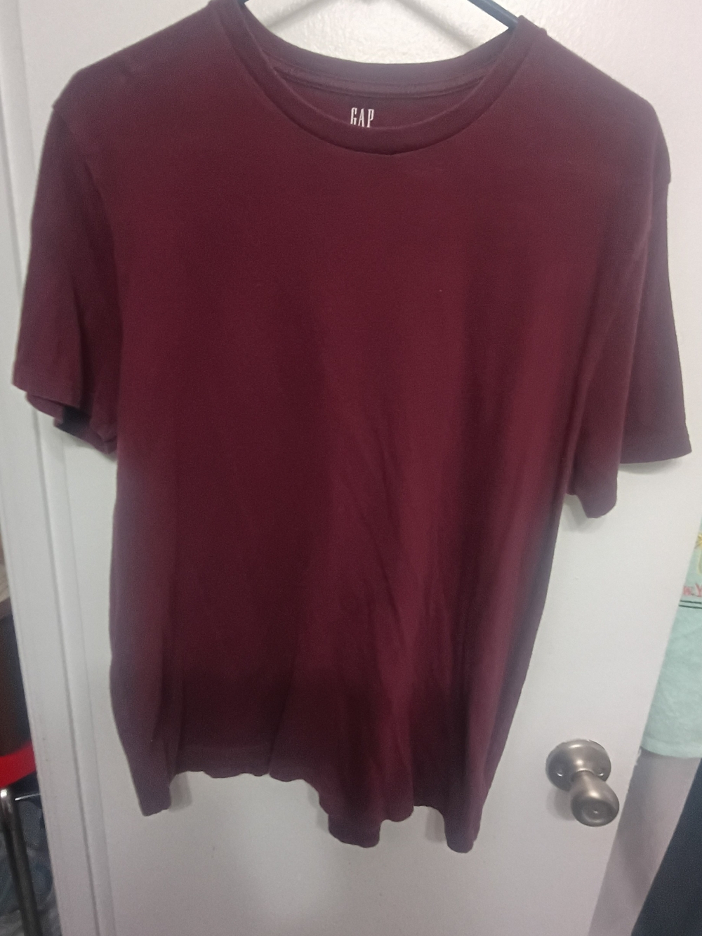 GAP Men's Short Sleeve Crew Tee in Deep Wine